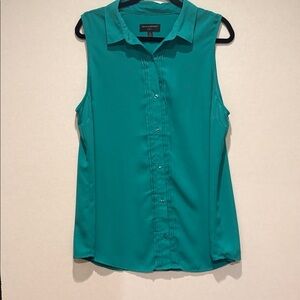 Banana Republic - Women's sleeveless Button Down Top blouse Teal green. Size XL